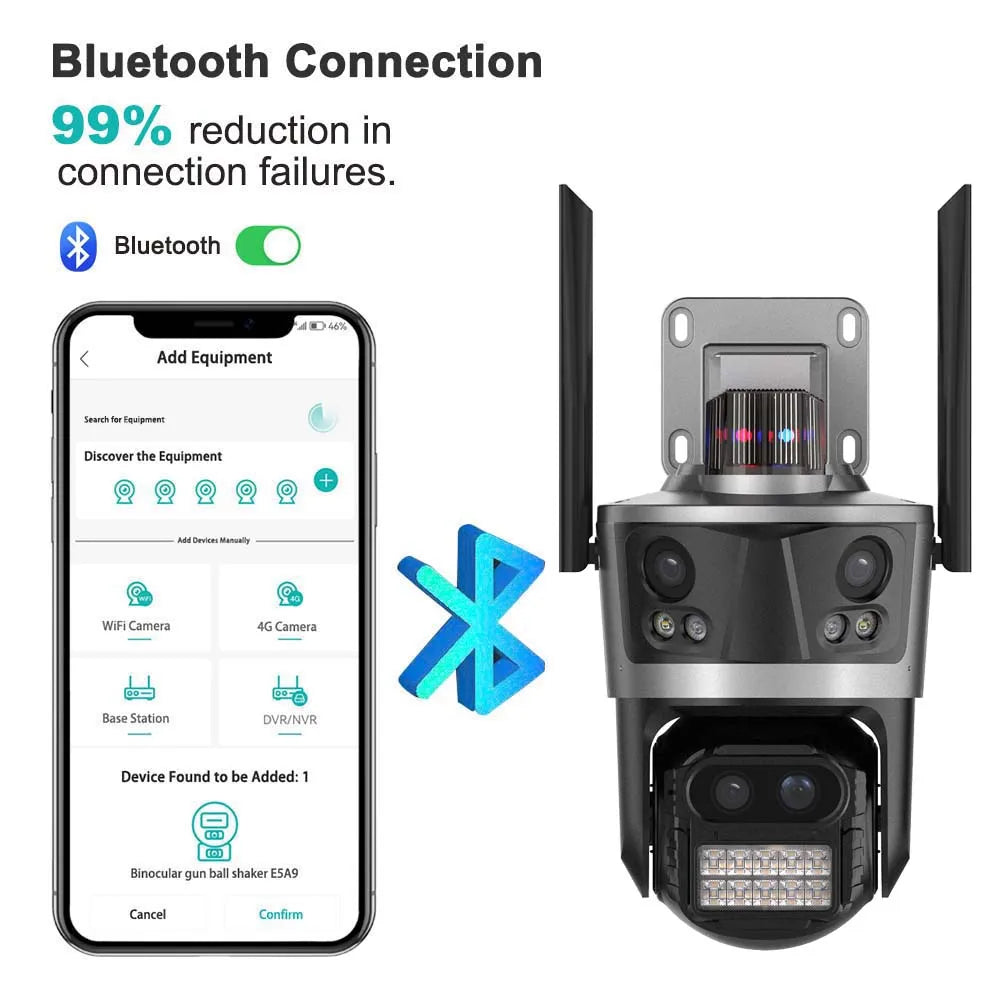 8K 16MP WiFi IP Camera 8X Zoom Four Lens Outdoor PTZ Security Camera Auto Tracking Smart Security Protection CCTV Video Camera