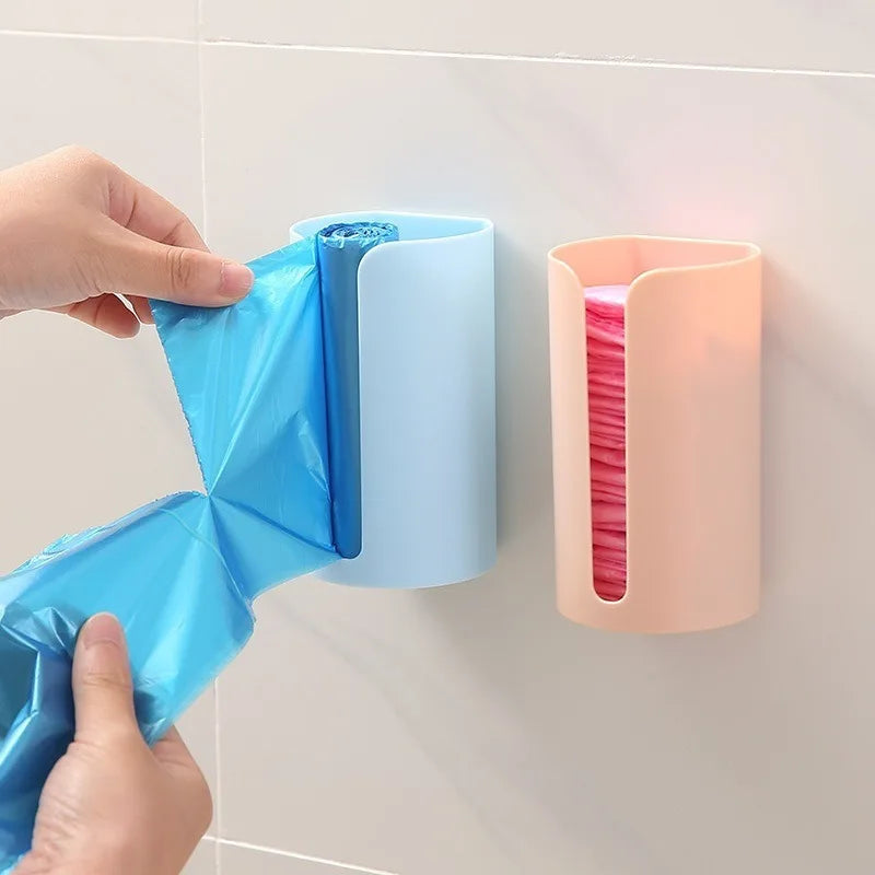 1pc Contemporary Wall-Mounted Plastic Bag Dispenser, Kitchen Garbage Bag Storage Basket, Convenient Pull-Out Organizer for Trash