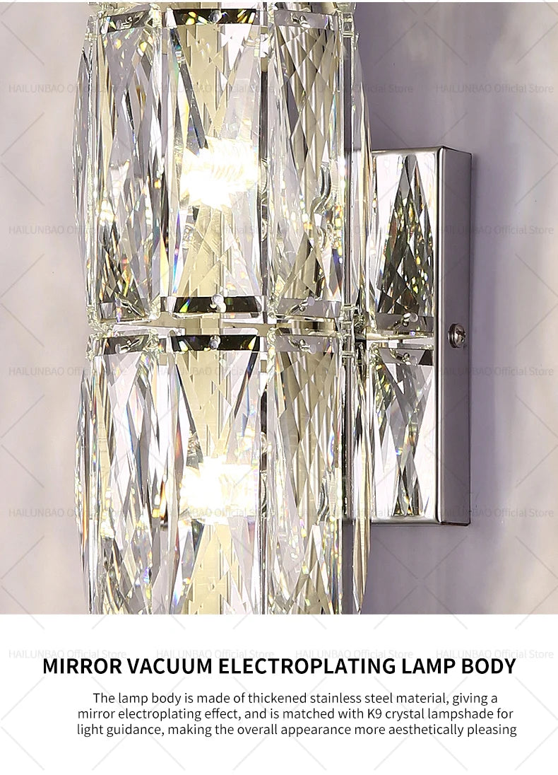 Light Luxury Crystal Wall Lamp Creative Villa Living Room TV Background Wall Lamp Network Red Modeling wall Bedroom Bedside Lamp