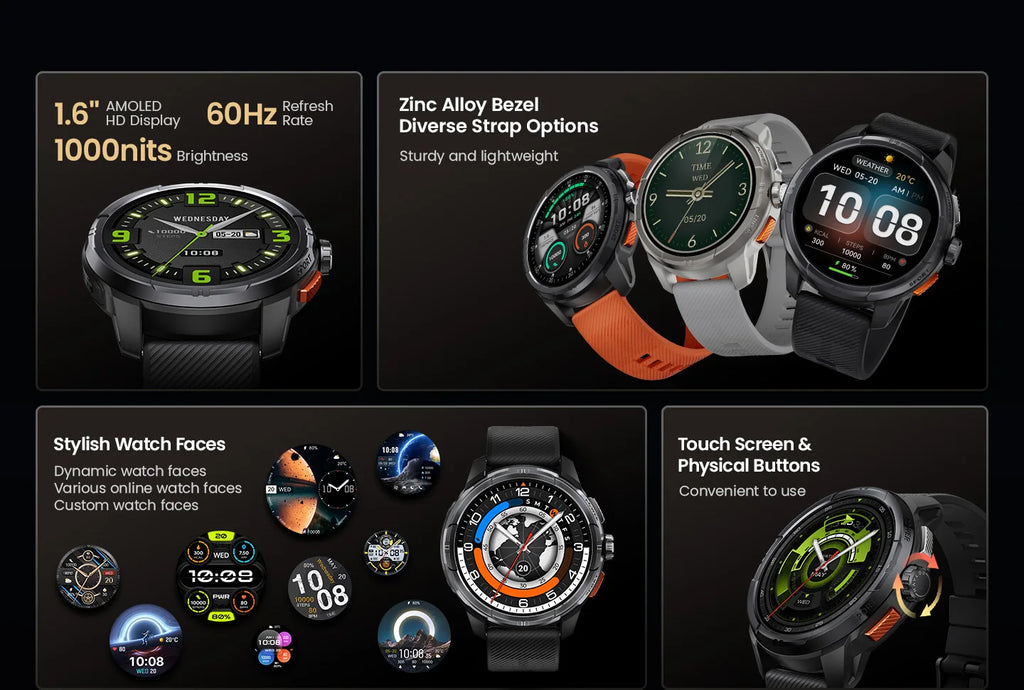 HAYLOU Solar Ultra GPS Smart Watch 1.6” AMOLED Display 60Hz Refresh Rate Bluetooth Calls 5ATM Water Resistance Sports Smartwatc