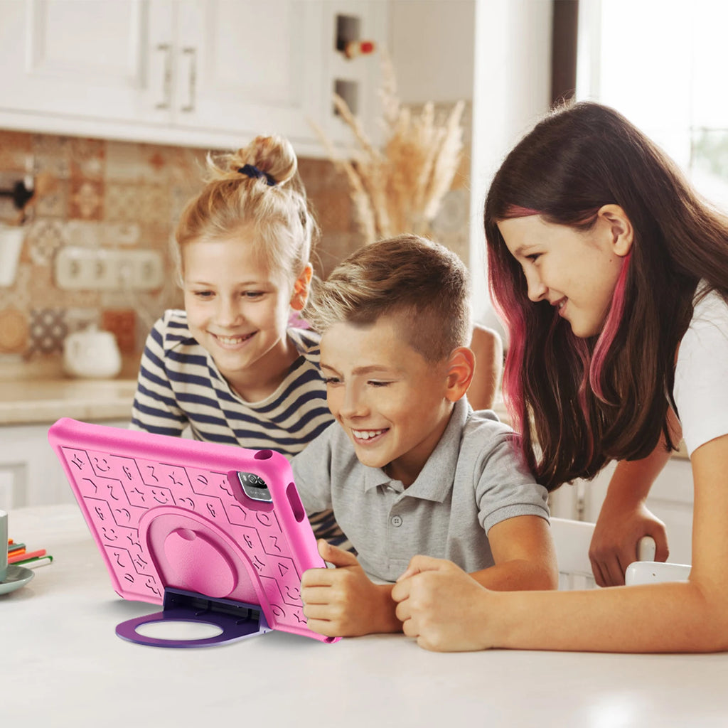 Pritom 10.1 Inch Kids Tablet Android 15 WIFI 6 Quad Core Processor 3GB RAM 64GB ROM YouTube with EVA Protective Case