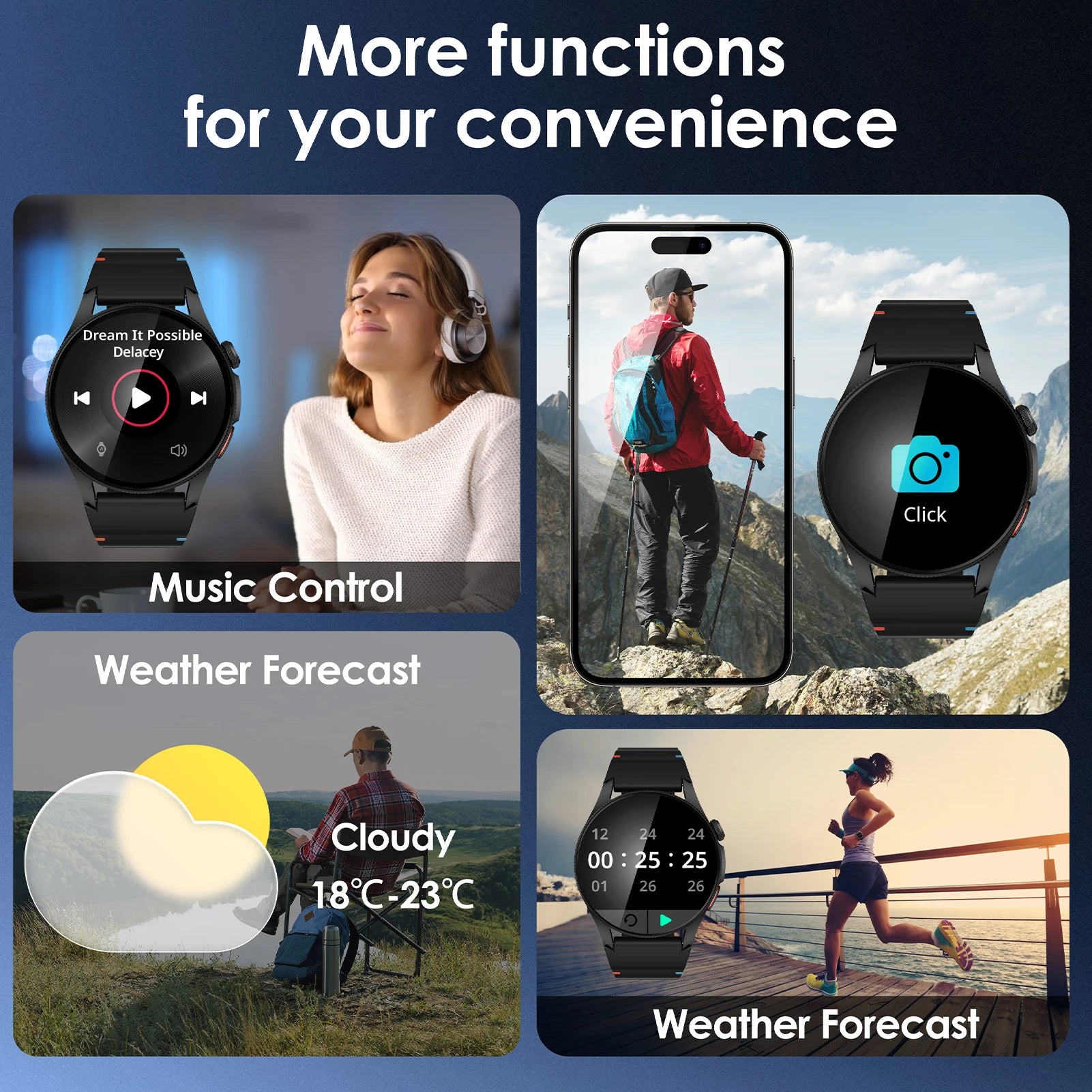 Pinteek G12 Dual-Band GPS Smartwatch: Military-Grade Compass, 3ATM Waterproof, 150+ Sport Modes Smart Watches for Men