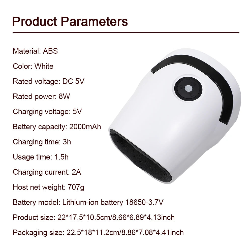 Cordless Hand Massager Machine for Wrist Arthritis Vibartion Heat and Pressure Acupoint Physiotherapy Palms Finger Compression