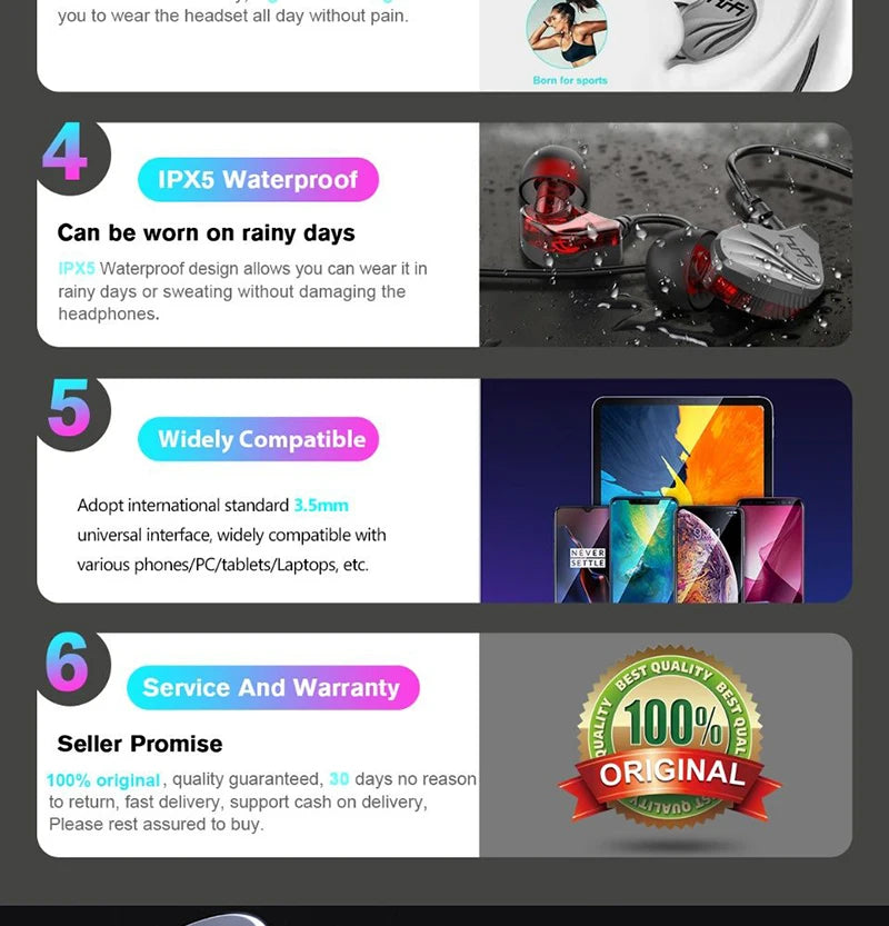 Wired Earphone 3.5mm AUX/Type C In-Ear HIFI 6D Surround Bass In-Ear Game Music Headsets With MIC For Samsung Huawei Xiaomi PC