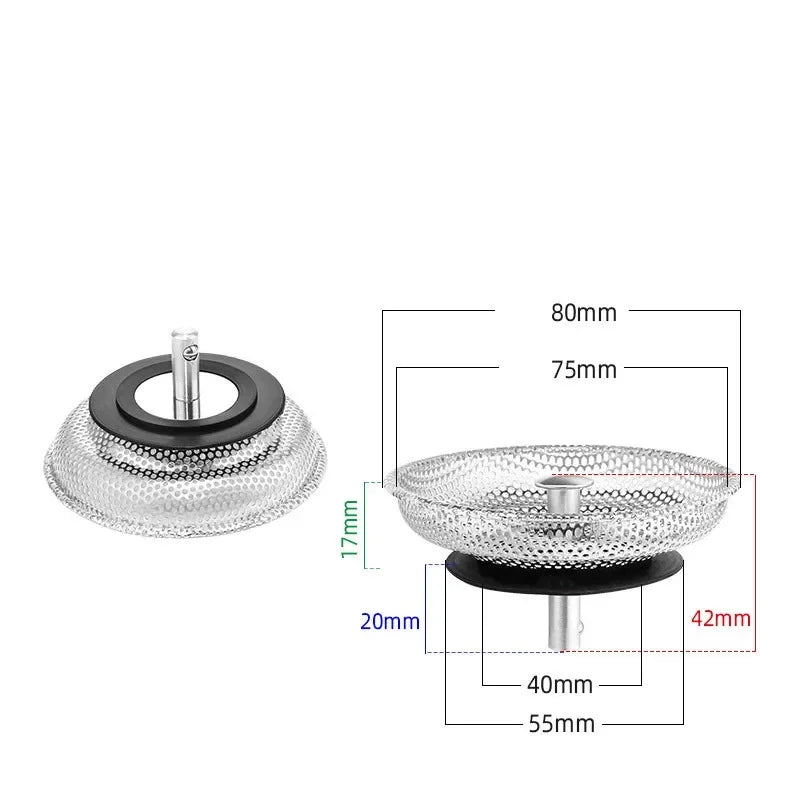 Waste Plug Kitchen Sink Strainer Replacement Basin Drain Filter Stainless Steel Shower Hair Catcher for Bathroom Accessories