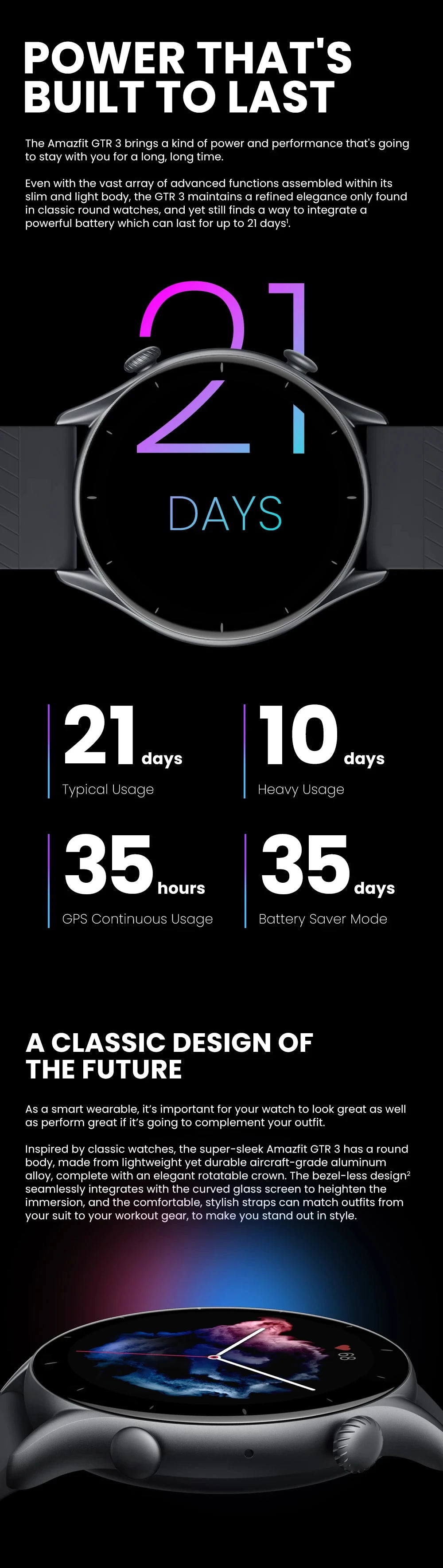 Amazfit GTR 3 Alexa Built-in Smart Watch For Men Women Play Music 1.39" AMOLED Display 21Day Battery Life Refurbished Watch