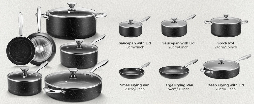 Nonstick Pots and Pans Set 10pcs, Induction hob Pan Set, Induction Compatible, Large Capacity Kitchen Cooking Pans Set