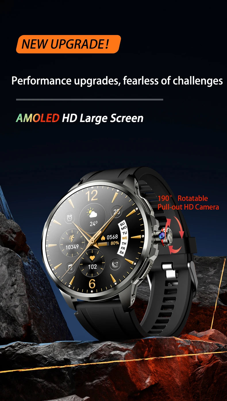 Original H99 Smart Watch Android Watches 1.95inch Amoled Screen Men's Smartwatch With 190° Rotary Camera GPS WIFI Sim Card Slot