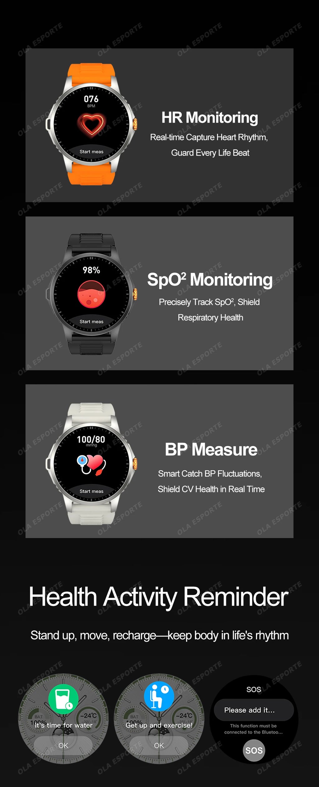 2025 New Men's GPS Sports Smart Watch 1.53'' AMOLED Display LED Flashlight Heart Rate Bluetooth Call 5ATM Waterproof Smartwatch