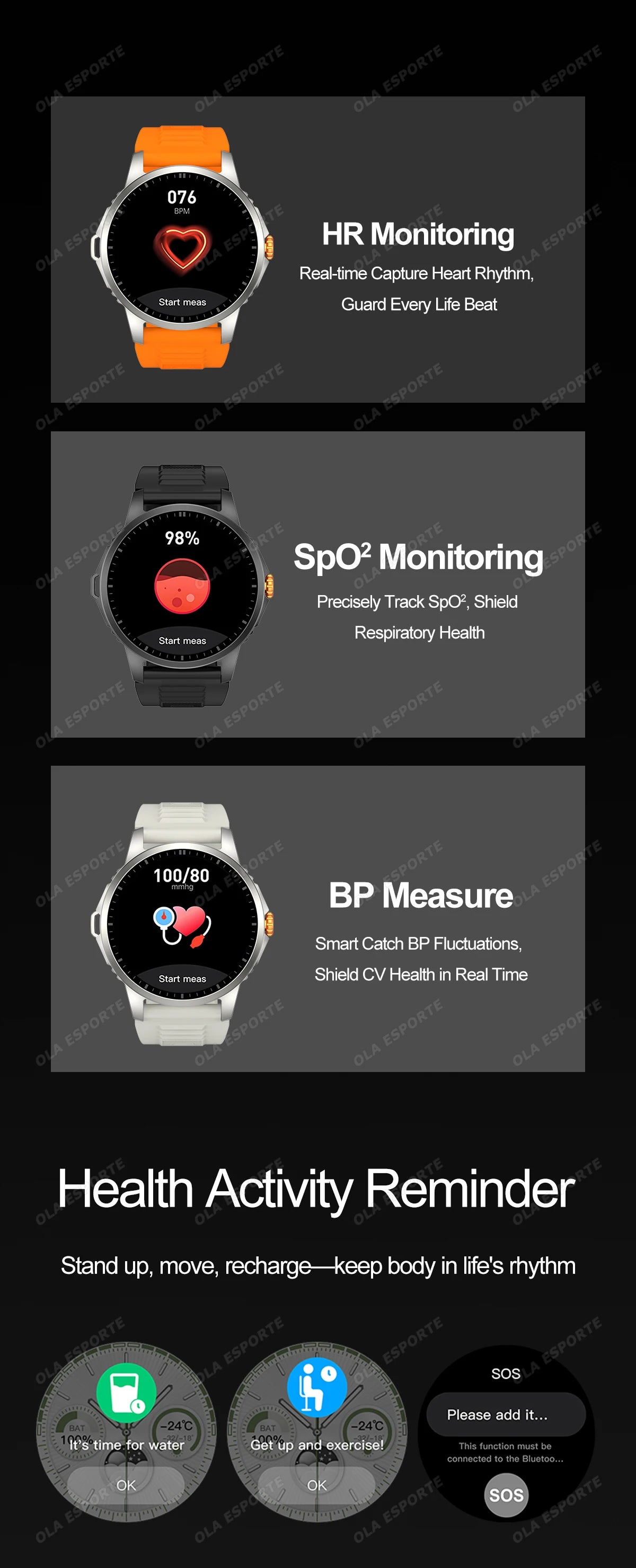 2025 New Men's GPS Sports Smart Watch 1.53'' AMOLED Display LED Flashlight Heart Rate Bluetooth Call 5ATM Waterproof Smartwatch