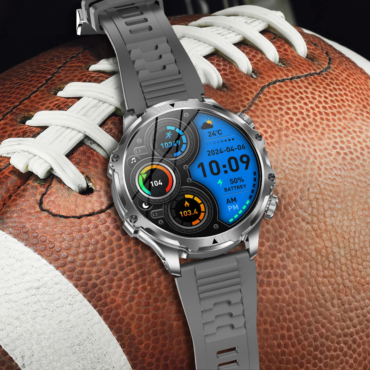 New 1000mah Long Standby AMOLED Smart Watch Men Sports Fitness LED Flashlight 3ATM Waterproof BT Call Smartwatch Men +GiFt