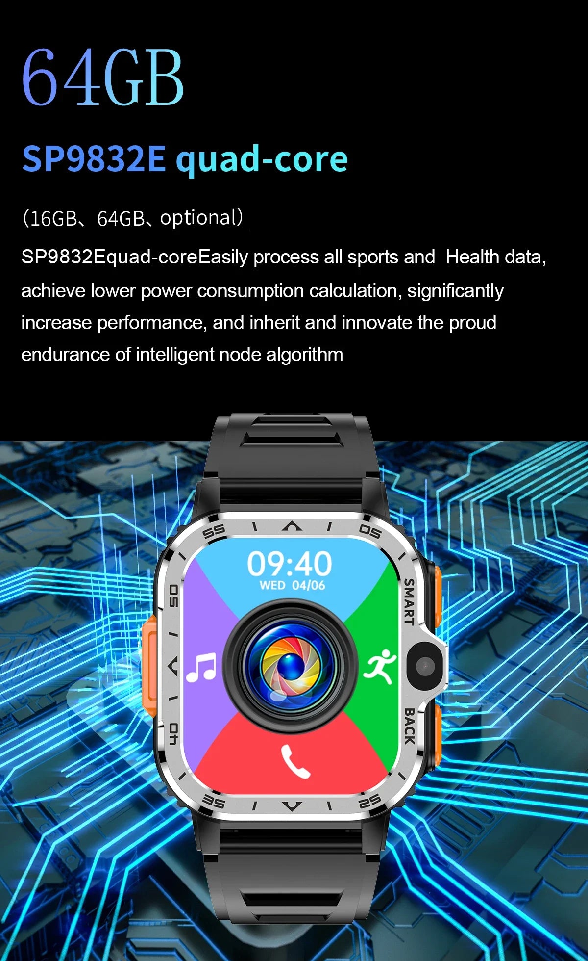 PGD Android Smart Watch Men GPS 16G/64G ROM Storage HD Dual Camera 4G 5G SIM WIFI Wireless Fast Internet Access Watch