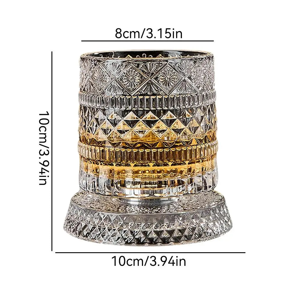 1set 260ML Rotating Whiskey Glass Creative Crystal Premium Beer Cup Str Relief Liquor Cup With Base Straight Drink Mold Wine Gla