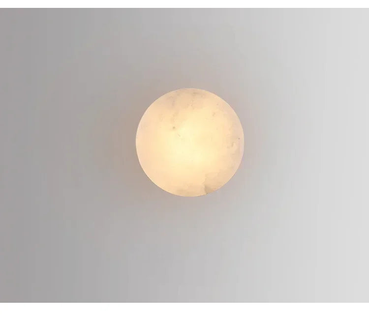 Modern Nordic Wall Sconce Spanish Natural Marble Round Wall Lamp Living Room Hallway Stair Wall Light Bedroom Bedside Lamp