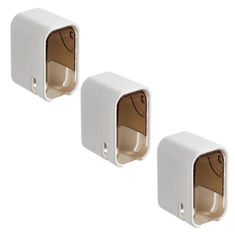 2PCS Toothbrush Holder Flip-top Wall Mounted Toothbrush Rack Dustproof Toothbrush Storage Box Bathroom Electric Toothbrush Shelf
