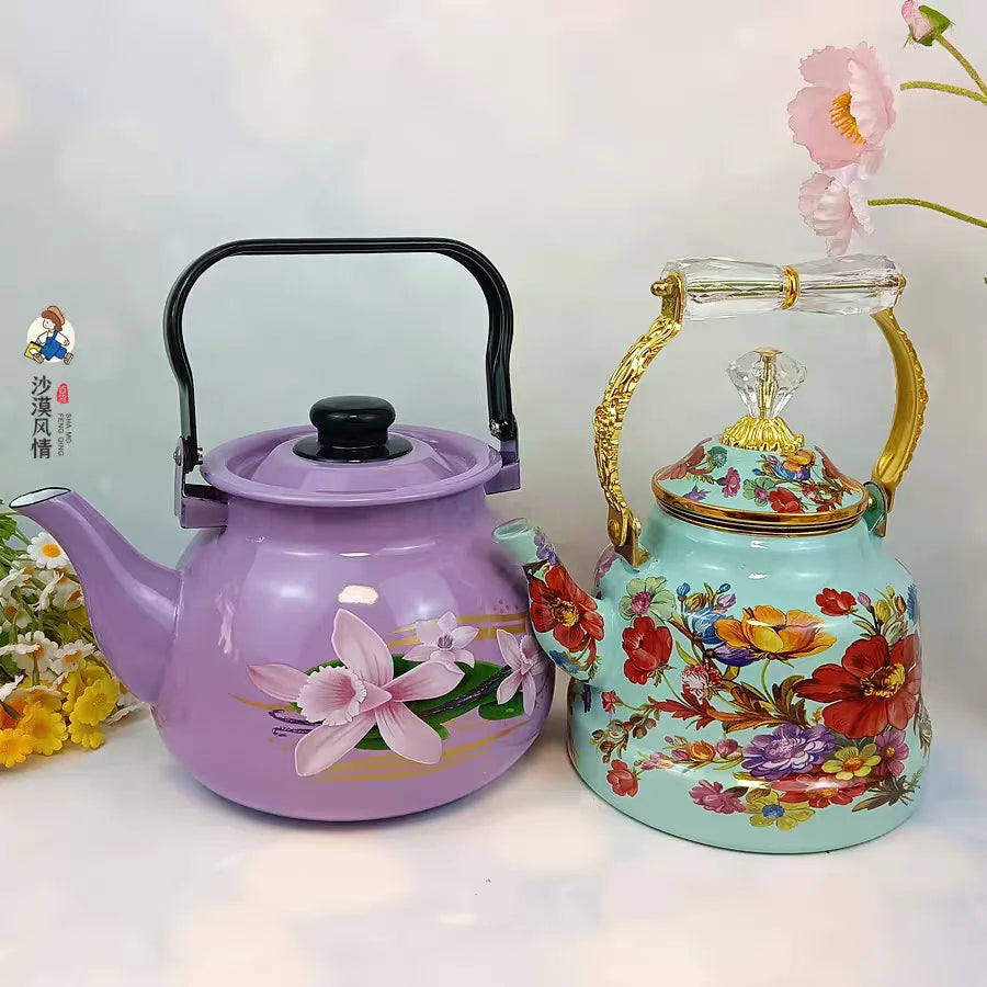 3.5L Large Capacity Porcelain Enameled Tea Pot Perfect for Home or Restaurant Use Tea Kettle Practical and Beautiful