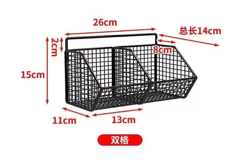AOBT Wall-Mounted Green Onion Ginger Garlic Storage Rack Punch-Free Kitchen Multi-Functional Basket Organizer for Spices Herbs