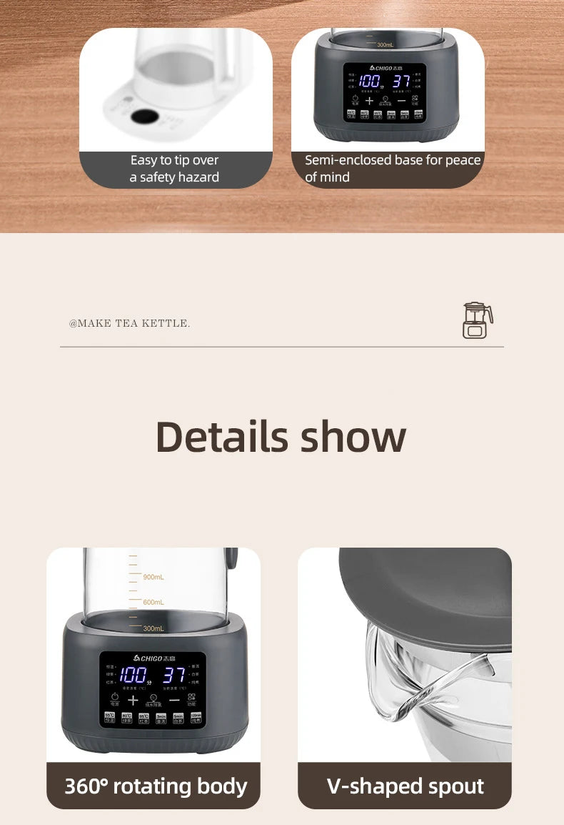 1.3L Steam Spray Tea Kettle Multifunctional Electric Kettle Baby Constant Temperature Milk Regulator 72h Thermostatic Kettle