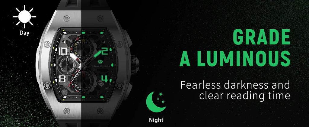 TSAR BOMBA Men's Luxury Quartz Watch, Sapphire Crystal, Chronograph, 5ATM Water Resistant, Rose Gold Business Fashion Wristwatch