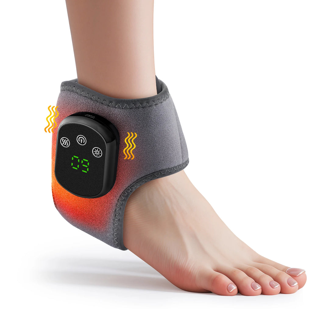 Electric Ankle Massager 5 Level Hot Compress Ankle Brace Relaxation Treatment Air Compression Foot Massager Relieving Achilles