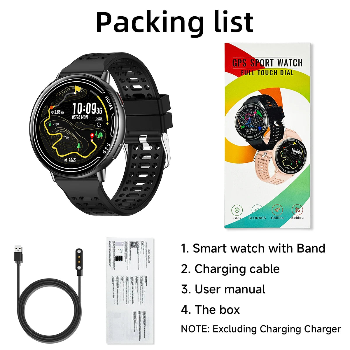 2025 Exquisite GPS Smart Watch Wireless BT Call Answer IP68 Waterproof Outdoor Sports Record Heart Rate Monitor for Men Women