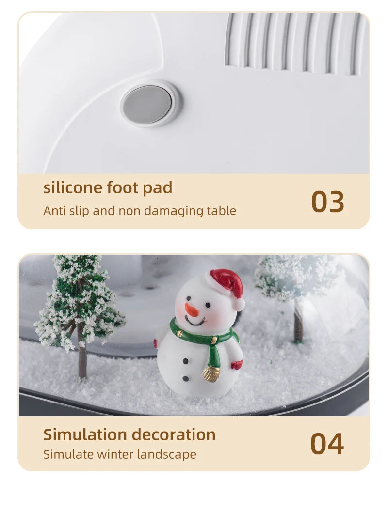Snowman Landscape Aroma Humidifier with Colorful Light Essential Oil Diffuser Ultrasonic Raindrop Air Humidifier for Home Office