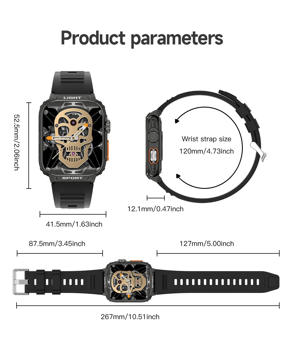 LIGE New 1.91 inch Super Ultra Watch Bluetooth Smart Call Men's Watch Tracker Blood Pressure Heart Rate Monitor Sport Smartwatch