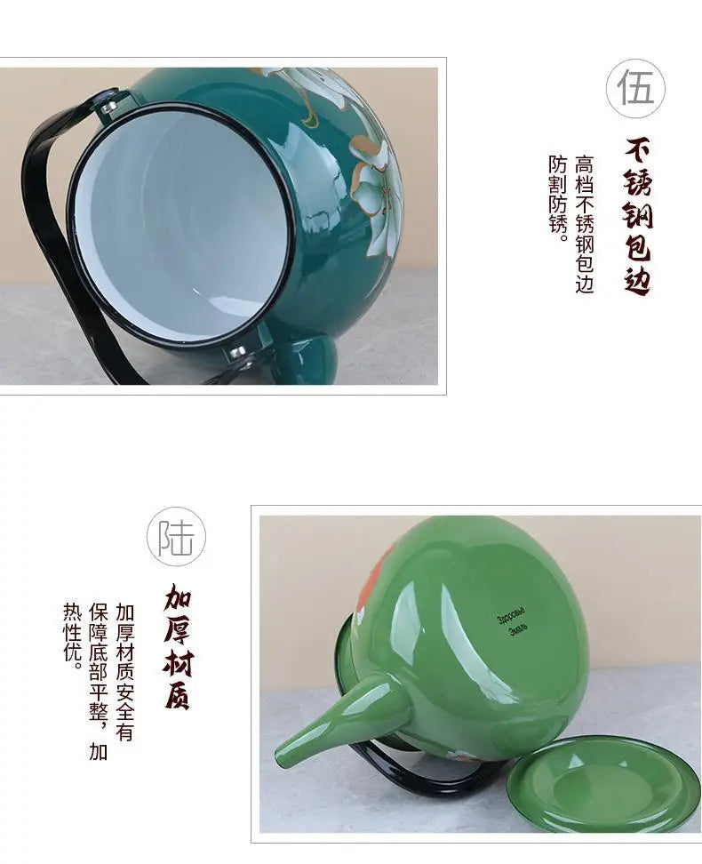3.5L Large Capacity Porcelain Enameled Tea Pot Perfect for Home or Restaurant Use Tea Kettle Practical and Beautiful