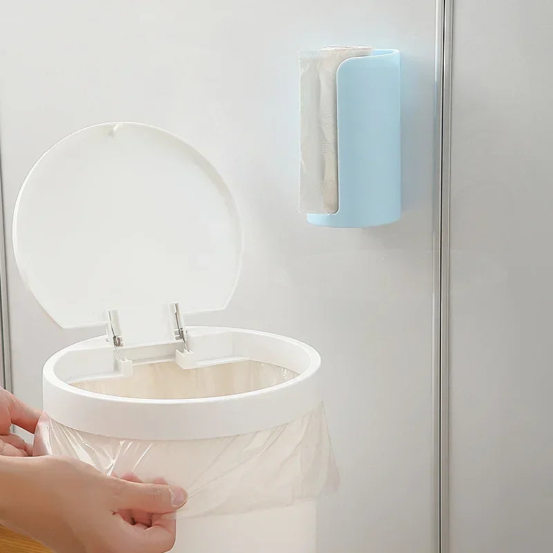 1Pcs Holder Punch-free Self-adhesive Wall-mounted Household Bathroom Kitchen Garbage Bags Storage Rack Plastic Bag Organizer Box
