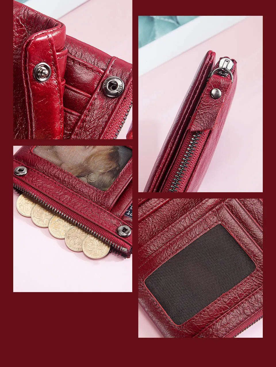 HUMERPAUL Short Wallet for Men Genuine Leather RFID Wallets with Card Holder Bifold Zip Coin Pocket Billetera Hombre Small