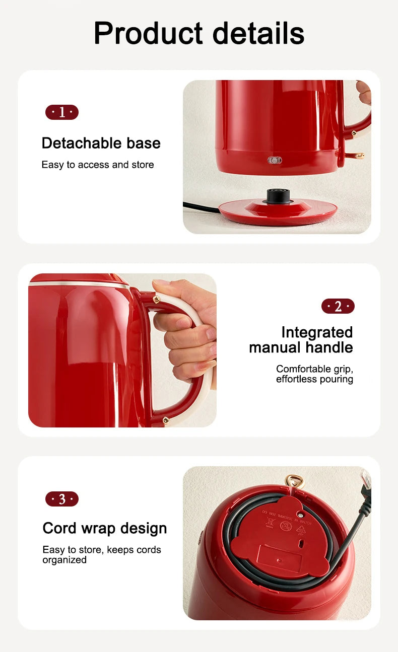 Thermostatic Electric Kettle Household 304 Stainless Steel Insulation Boiling Water Teapot Coffee Thermo Bottle Boiler Pot 1L