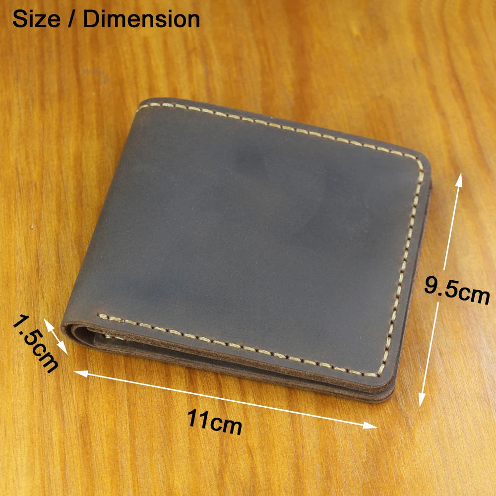 Luxury Handmade 100% Genuine Leather Men Wallet Purse Short Money Clip with Coin Pocket Male Money Bag Multi-Card Wallet Vintage