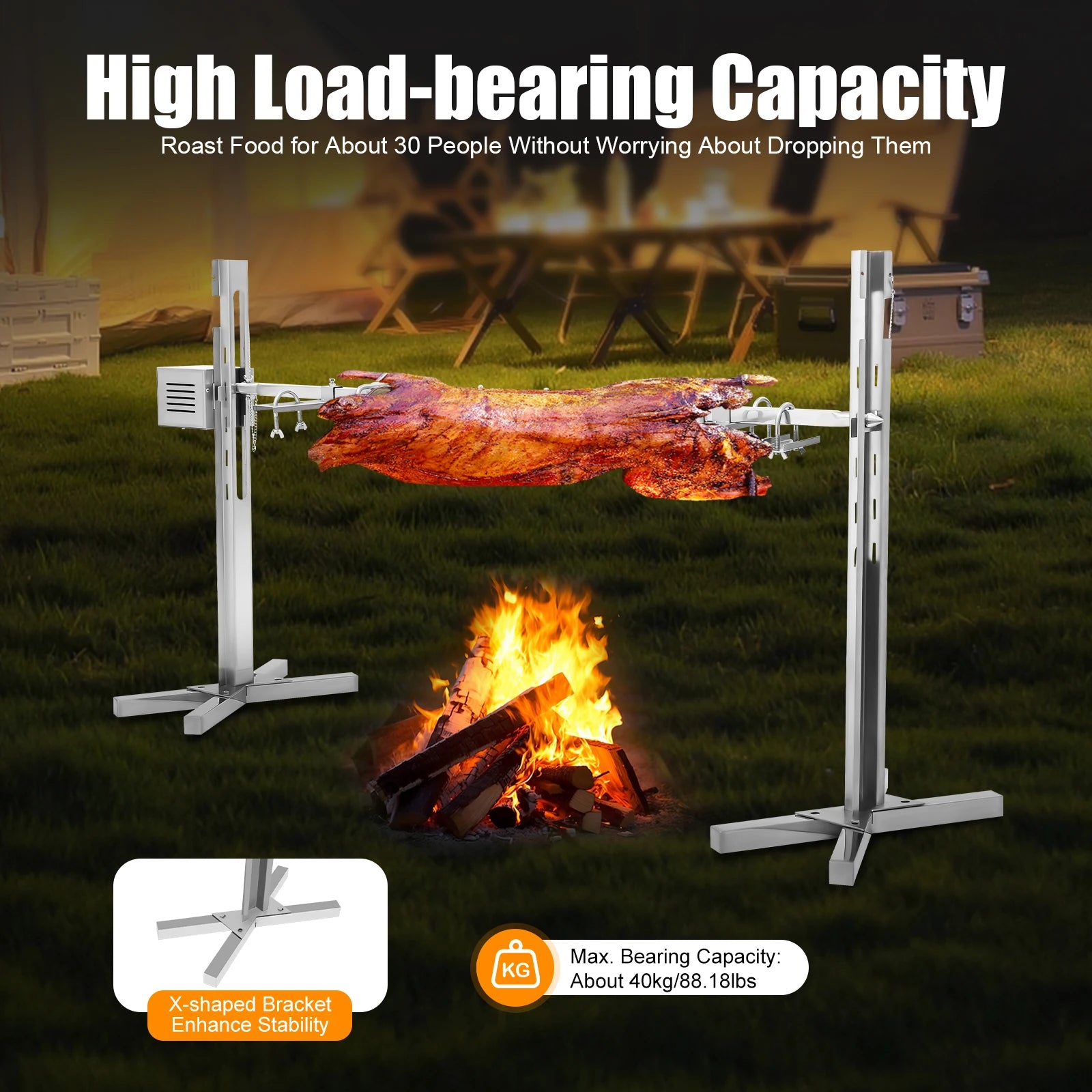 53" Large Grill Rotisserie Spit, Bbq Grill Rotisserie Kit, Universal Gas Grill Rotisserie Kit, Roaster Rod Charcoal Bbq Chicken