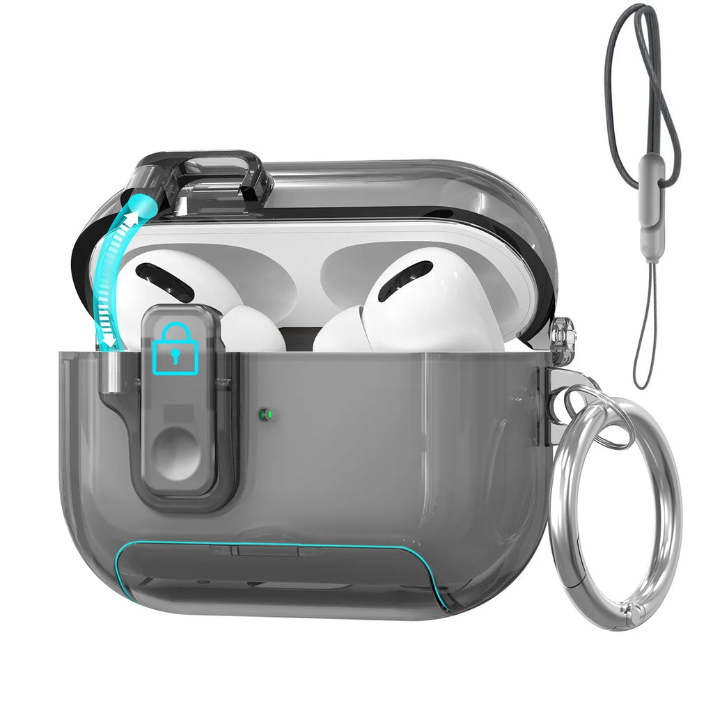 2025 For AirPods Pro 3 Case with Secure Lock & Lanyard For AirPods Pro3 Case Protective Cover with Phone Stand For AirPods Pro 3