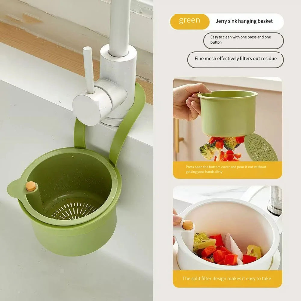 Creative Kitchen Sink Hanging Strainer Basket Detachable Openable Bottom Cover Kitchen Garbage Filter Quickly Drain Clean Rack