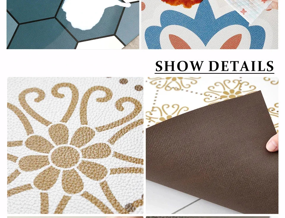 Kitchen Carpet Waterproof Oil-proof Floor Mat Pvc Leather Non-slip Foot Mats Long Strip Home Decoration Rug Alfombra De Cocina