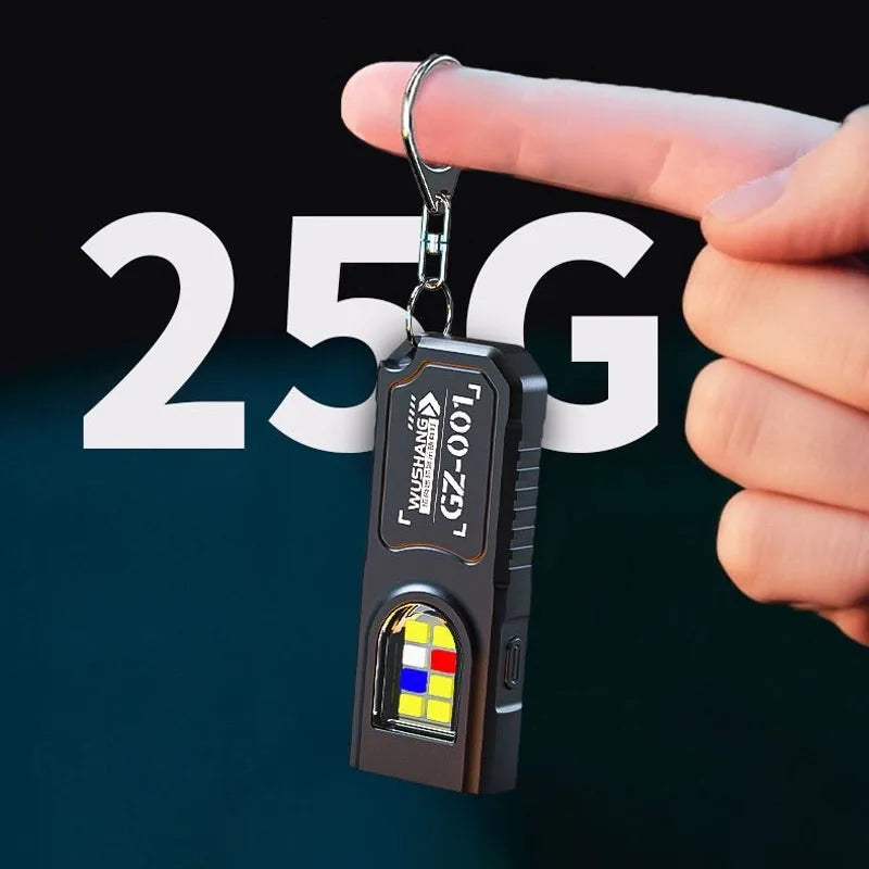Powerful Mini COB LED Keychain Flashlight Rechargeable Hanging Work Light Keyring Camping Walking Clip Pocket Lights
