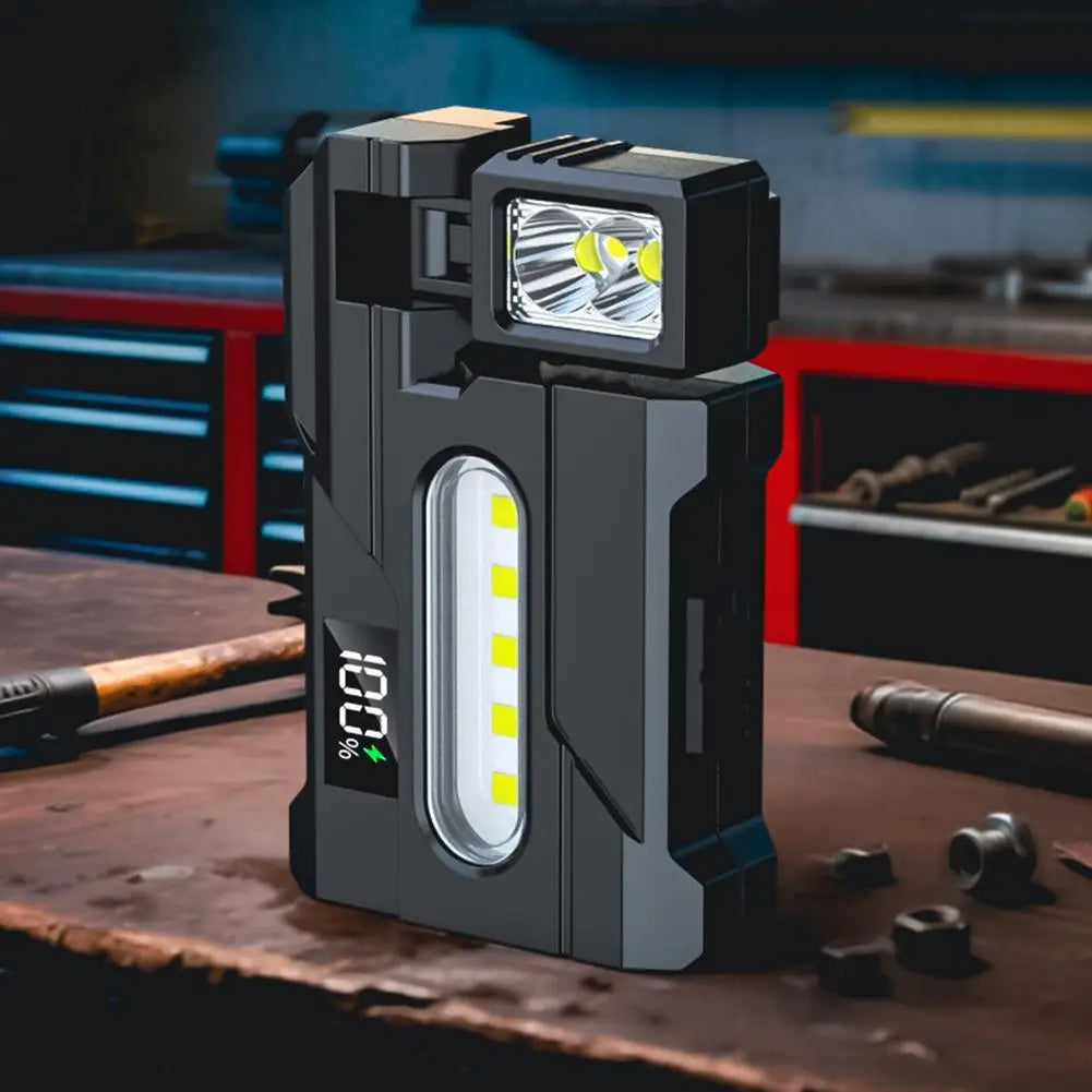 Outdoor Adjustable Angle Flashlight 1200 Lumens COB LED Zoomable Work Light USB Rechargeable Torch for Camping Hiking