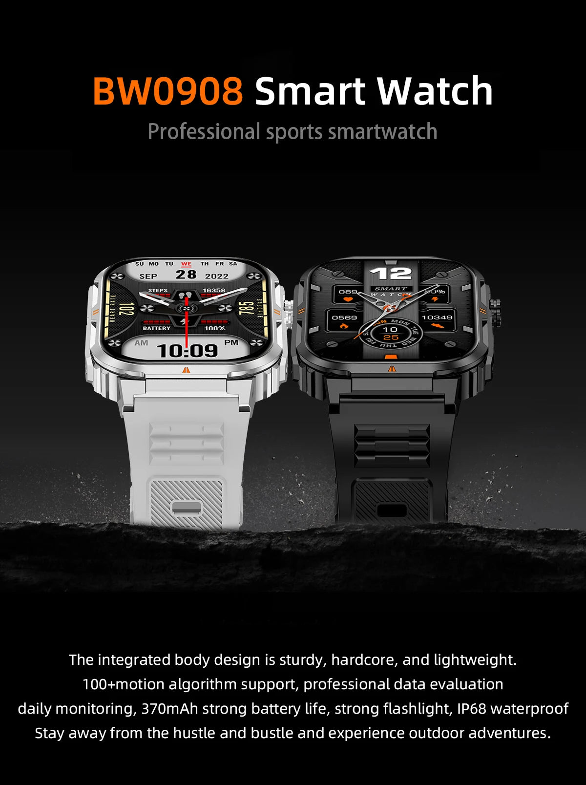 LIGE Military Smart Watch Men IP68 Waterproof Outdoor Sport Tracker LED Flashlight Bluetooth Call Man Smartwatch For Android iOS