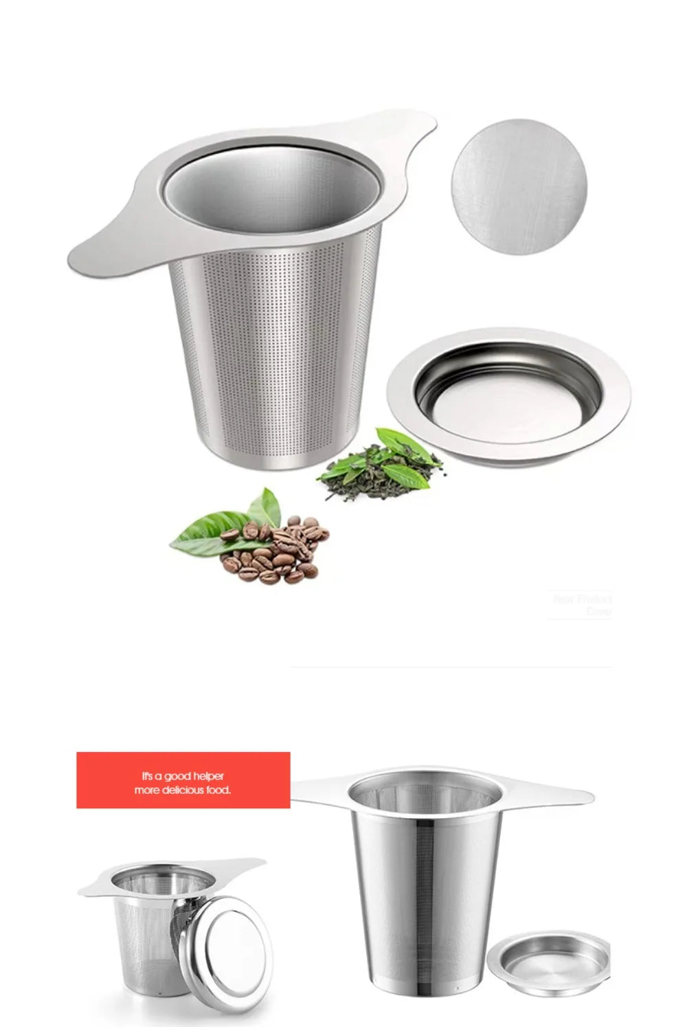 Mates 304 Stainless Steel Double-ear Tea Leak Household Double-handle Tea Filter Tea Filter Tea Set Accessories Mate Infuser Bar