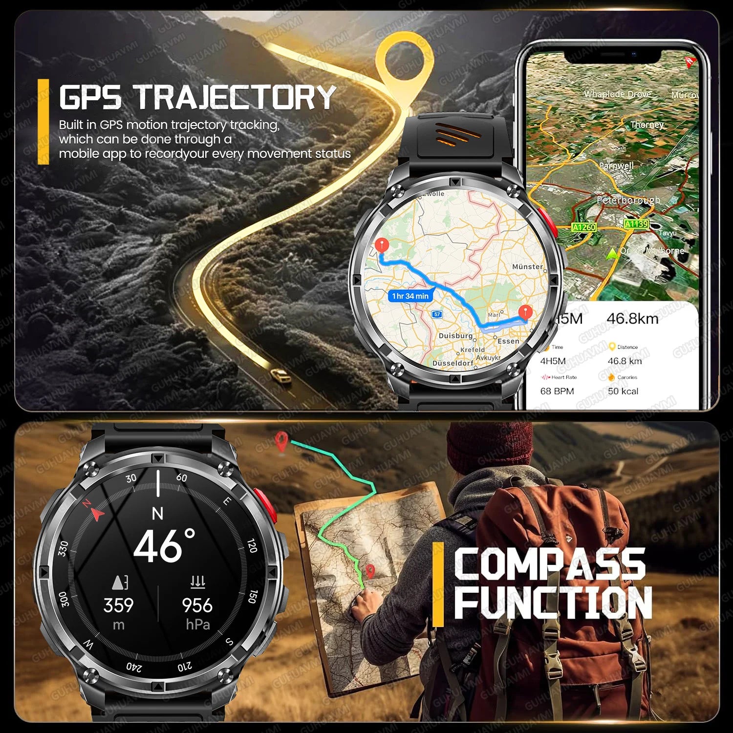 2026 New T-Rex 3 Pro Smart Watch 1100mAh Long Battery Dual-Band GPS 10ATM Waterproof Military Grade Sports Outdoor Smartwatches