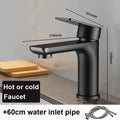 Black Basin Faucet Thickened Stainless Steel Bathroom Hot and Cold Mixer Faucets Vanity Bathroom Sink Faucets