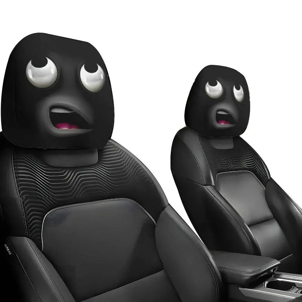 2pcs Smiley Face Printed Car Pillowcase Soft Comfortable Decorative Cushion Cover Auto Seat Headrest Washable Polyester Fabric