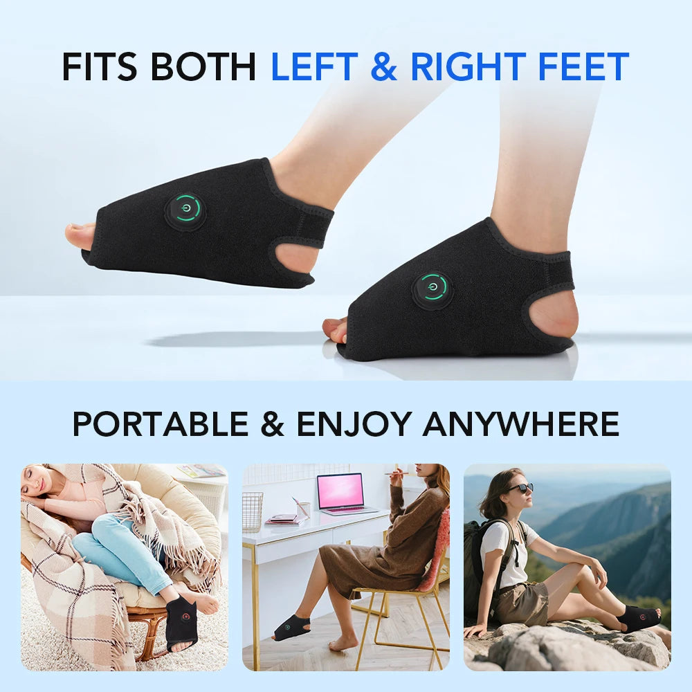 Ankle Air Compression Massager Heated Foot Wrap Support 3 Modes 4 Levels Thermal Sleeve Cordless Rechargeable Brace