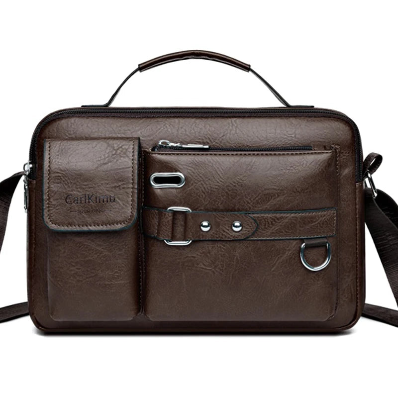 Men's Retro Messenger Bag with Waterproof Design, Large Capacity Laptop Briefcase for Office Work, Travel and School