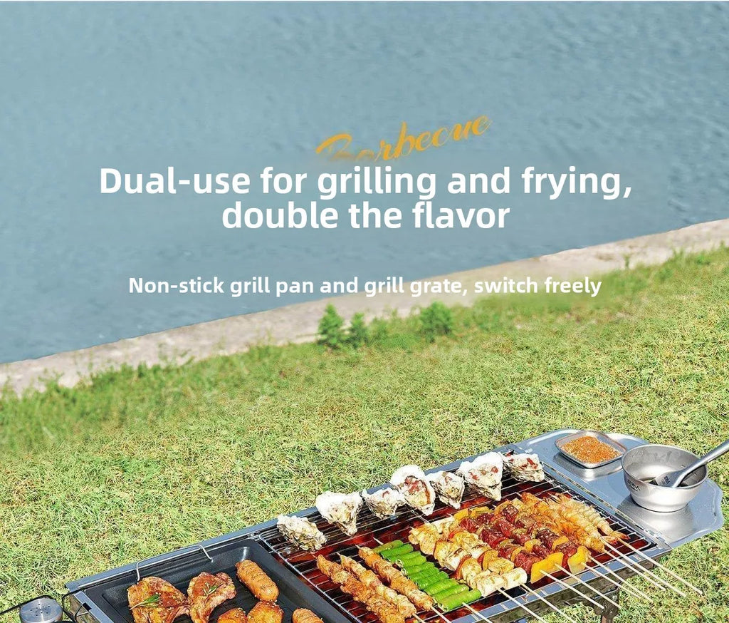 Large Portable Outdoor BBQ Grill Charcoal Grill Cooking Tool for Camping Picnic Garden Home Use Easy to Clean Easy to Carry