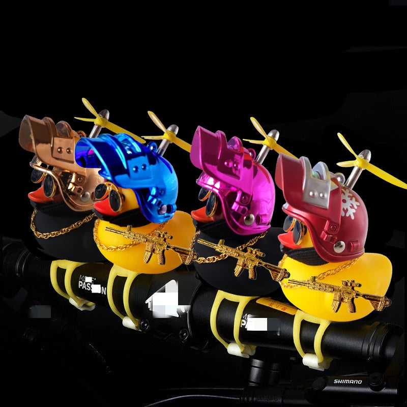 Broken Wind Rubber Duck Motor Accessories Yellow Duck with Helmet Auto Car Accessories Duck In The Car Car Interior Decoration
