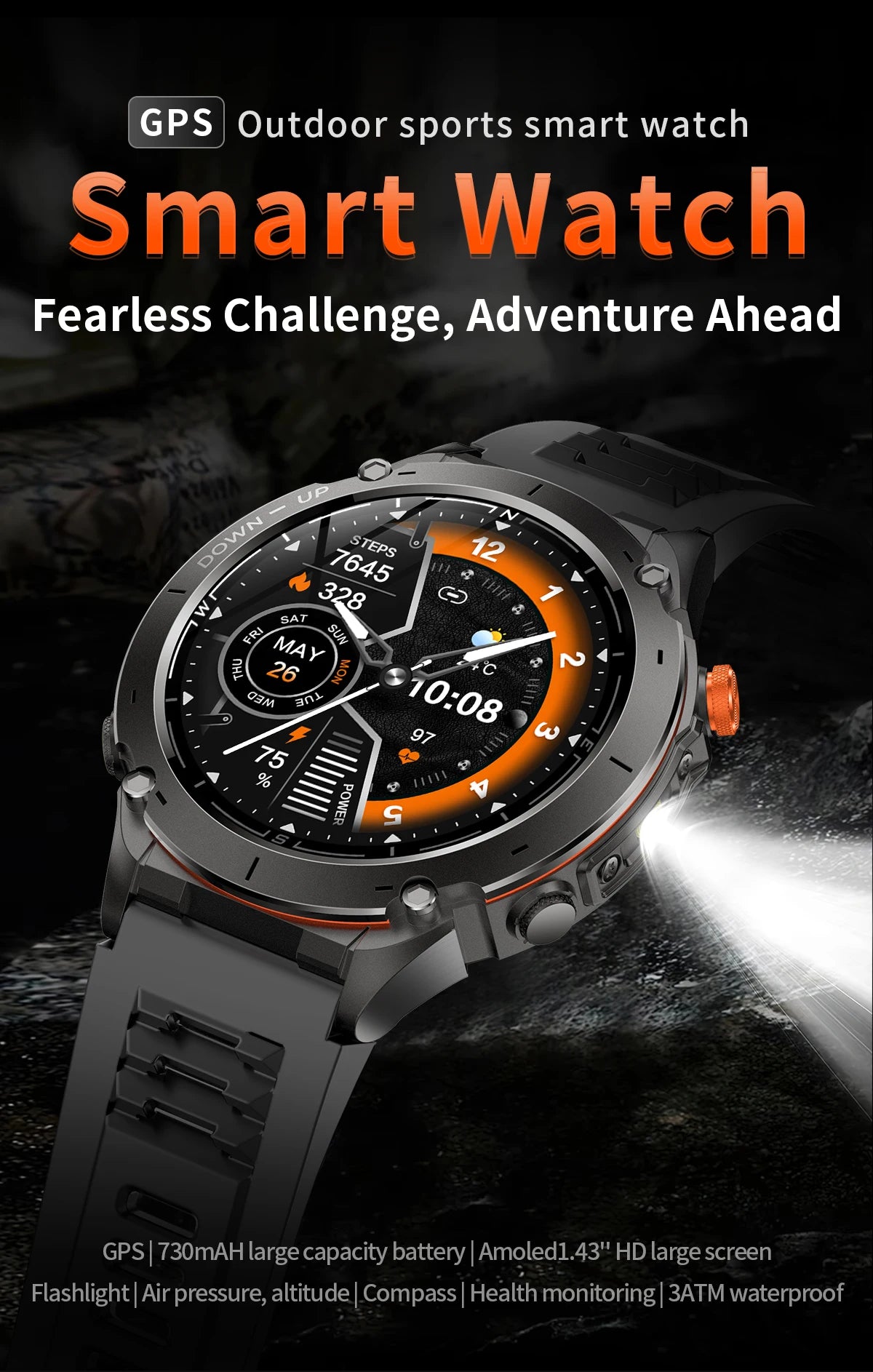 2025 GUHUAVMI Y-101 GPS Sports Smart Watch 10ATM Waterproof Built-in Dual-Band GNSS Compass Altimeter Military Grade Smartwatchs
