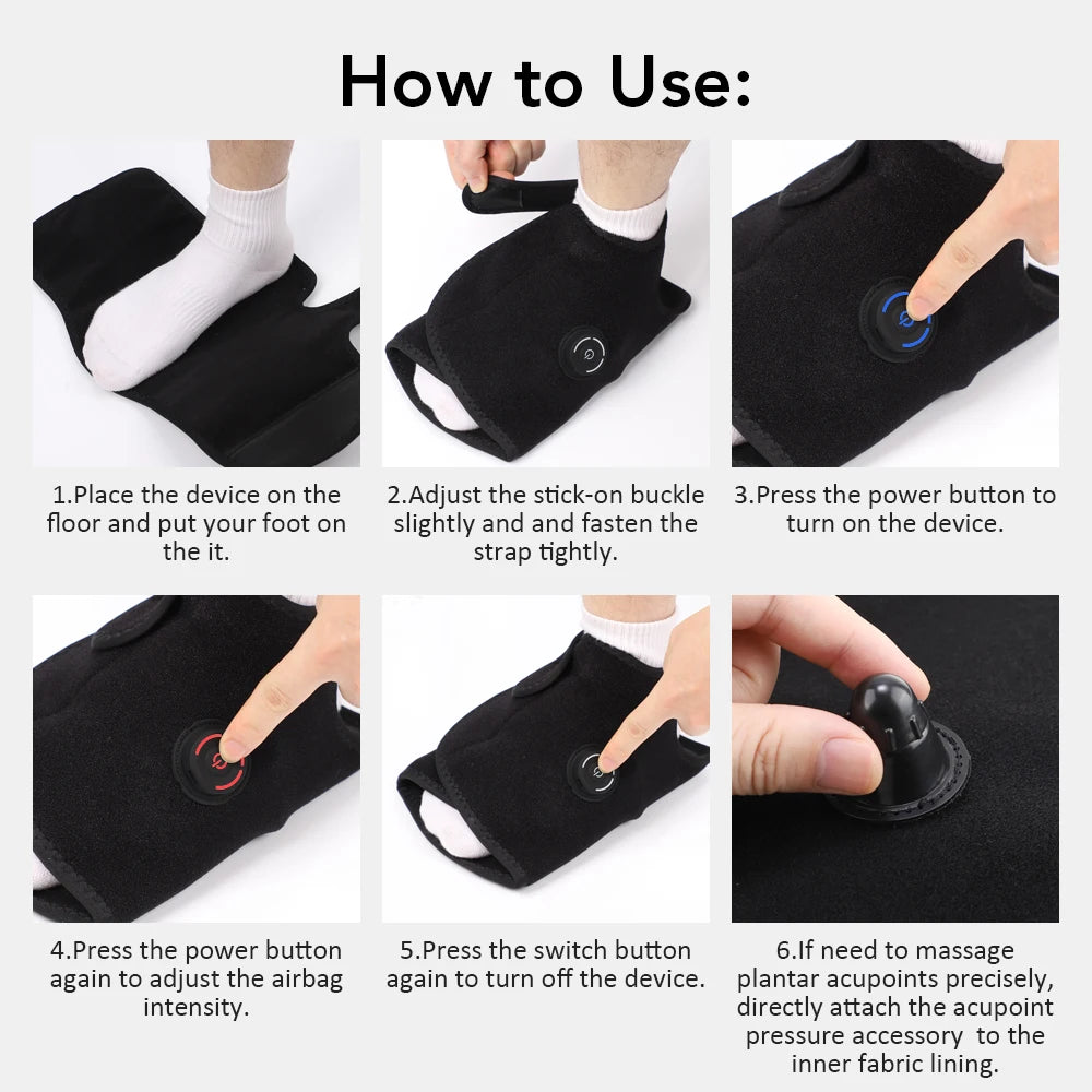 Ankle Air Compression Massager Heated Foot Wrap Support 3 Modes 4 Levels Thermal Sleeve Cordless Rechargeable Brace