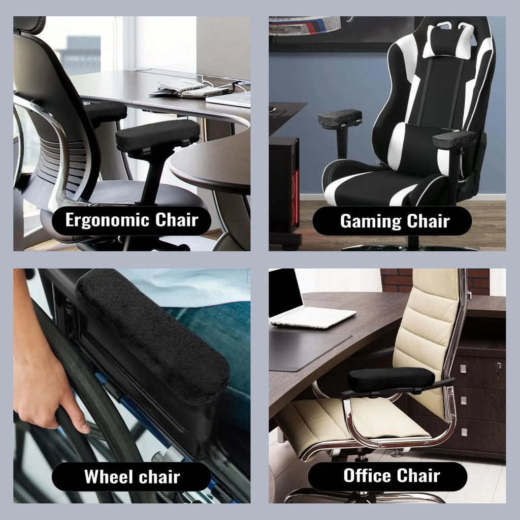 2/6Pcs Office Chair Arm Pads,Soft PU Sponge Arm Rest for Desk Chair Gaming Chair,Arm Rest Cover Elbow Support,Removable Cleaning